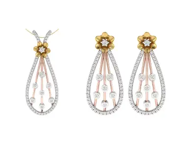 Women Pendant Earring Sets 3dm STL OBJ FBX Renders Details 3D print model 18