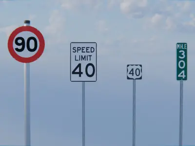 Different Road and Traffic Signs for BLENDER 3D model