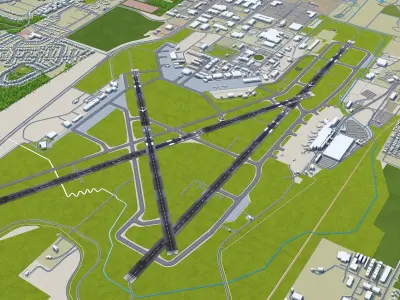 Madison Dane County Airport 10km Low-poly 3D model