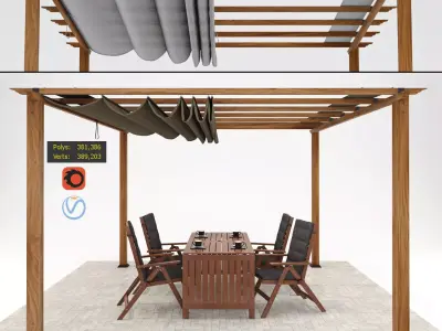 Paragon Florence Pergola with Table and chairsAPPLARO 3D model