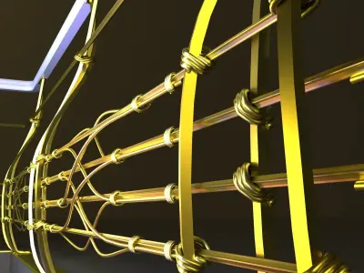 Ladder-gold stair railing - stair railing 3D model