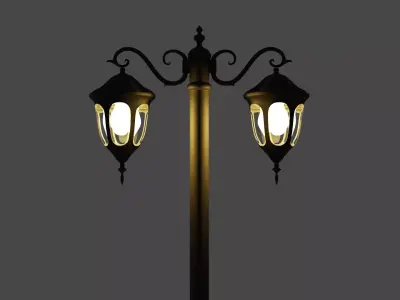 Street Lamp Low-poly 3D model 24