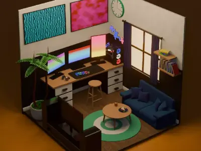 small isometric room Free 3D model