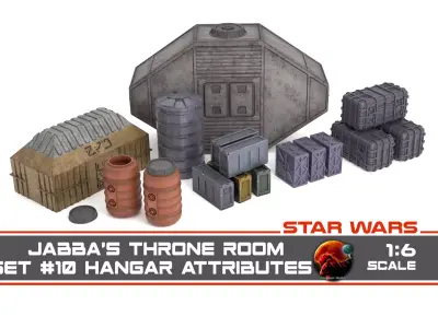 Jabbas Throne Room - Set 10a - Main Hangar Attributes 1-6 scale 3D Model Pack