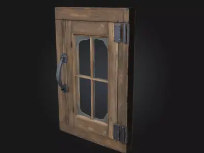Rustic Window Frame Weathered Wooden 3D model