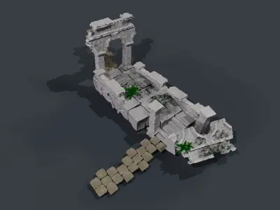Ruin gate Low-poly 3D model 25