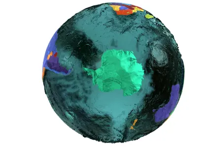  Earth Water 3D Globe Countries   Low-poly 3D model