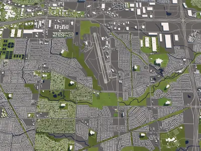 Arlington Texas 50x50km City Map 3D model
