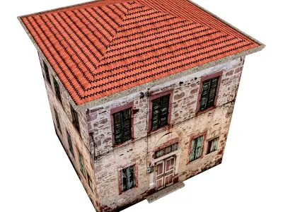 3D old low poly building model