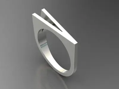 alphabet ring letter V 3D print model
