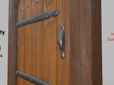 Medieval Wooden Door Low-poly 3D model
