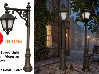 Vintage Street Light Pack 3 Victorian Lamp Posts
