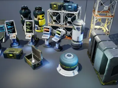 Sci-Fi Props Pack vol 2 Low-poly 3D model