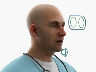  Medical Professional with Scrubs Rigged 