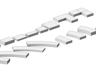 Modular Block Step System PRO Straight L Corner and Radius Modul 3D model