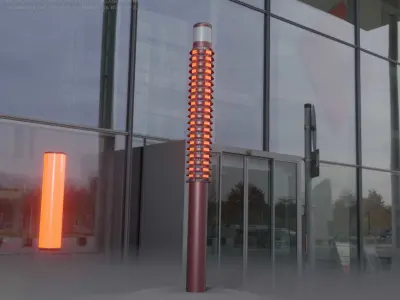 Dark Red Light-Column -24- Street-Light 9 Low-poly 3D model