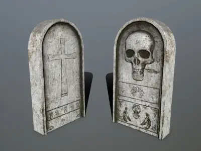 tombstone set two tombstones Low-poly 3D model