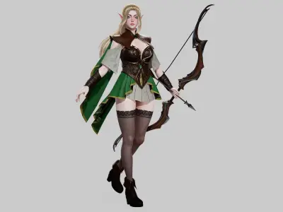 Elven Archer - Game Ready Low-poly 3D model
