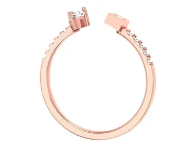 Open End Light Weight Band Princess Pear stone Ring 3D print model