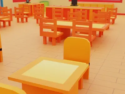Low Poly Restaurant Low-poly 3D model