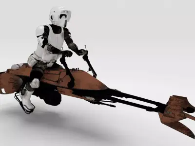 Star Wars - Set - Speeder bike with Scout trooper 3D model