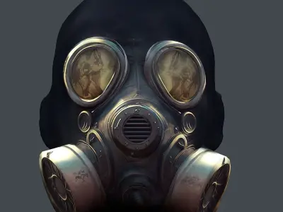 Gas mask helmet 3d model military combat fantasy cyborg Low-poly 3D model