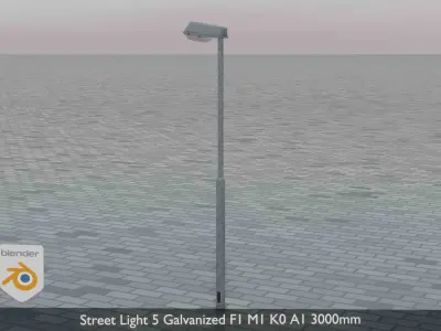 Street Light 5 Galvanized F1 M1 K0 A1 3000mm Low-poly 3D model