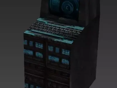 computer with lights Free 3D model