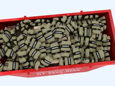 Industrial Container with concrete sacks 2 3D model