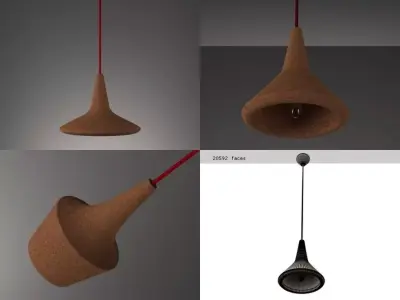 Coupoles pendant lamp made of cork 3D model