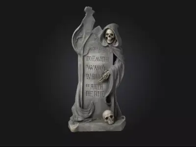 Grim Reaper Tombstone  Symbol of Deaths Eternal Watch 3D model