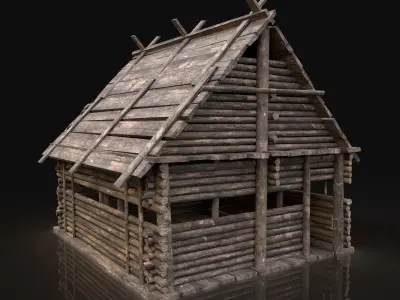 AAA Next Gen Medieval Log Forest Wooden House Cottage Hut Cabin Free low-poly 3D model