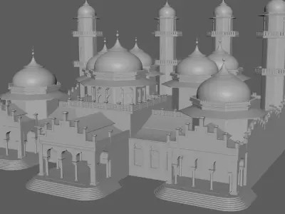Baiturrahman Grand Mosque Indonesia 3D Model FBX Textured Low-poly 3D model