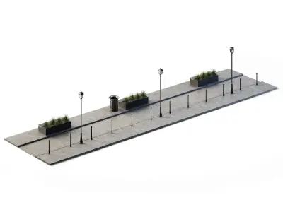 Path Set 6m x 24m Low-poly 3D model