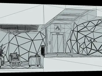 Modern Office Lobby Low-poly 3D model