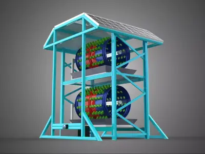 TOWER POWERED SOLAR PANEL PV ROTARY HYDROPONIC GARDEN PLANT FARM 3D model