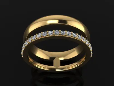 DOUBLE ROW STACK DIAMOND BAND RING SIZE 4 3D print model