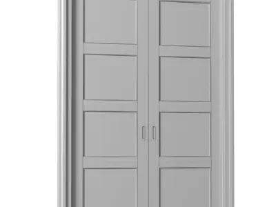 Interior sliding frosted glass doors 3D model
