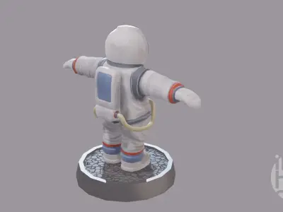 Cartoon low poly astronaut character Low-poly 3D model