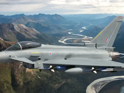  Multirole Fighter Eurofighter Typhoon Rigged for Cinema 4D 