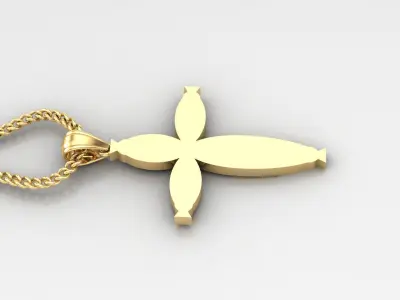 Light Gold 18K Cross Pendant 1CP085 3D print model
