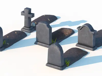 Stylized graves  Low-poly 3D model