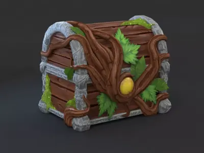 Magic Wooden Chest Low-poly 3D model