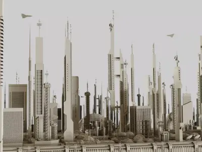Futuristic Sci-Fi Buildings Pack 3D model