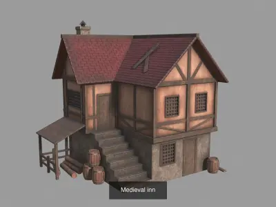 Inn collection house with roof 3D Model Pack
