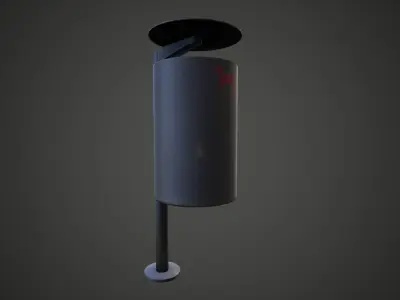 3D modern low poly PBR trash bin Low-poly 3D model