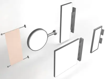 Signs Set curtain hanging on wall 3D model