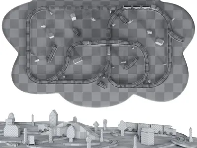 Wooden road railway toys set 3D model