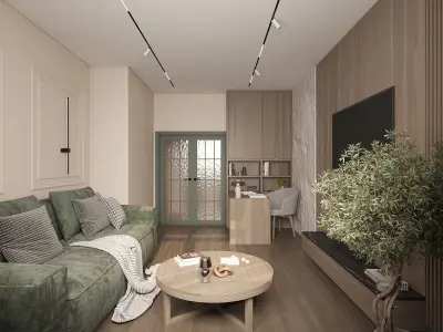 Living room render 3D model purchase