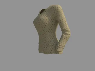 Women Long Sleeve V Neck T-Shirt 3D model